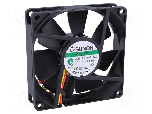 Fan: DC; axial; 24VDC; 80x80x20mm; 61.16m3/h; 38dBA; Vapo; Len: 300mm SUNON ME80202V1-G99