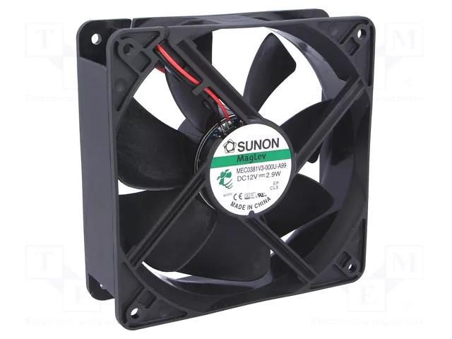 Fan: DC; axial; 12VDC; 120x120x38mm; 158m3/h; 37dBA; Vapo; Len: 300mm SUNON MEC0381V3-A99