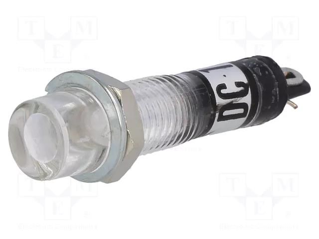 Indicator: with neon lamp; recessed; white; 12VAC; Cutout: Ø7.5mm NINIGI NI-2FWH-12V