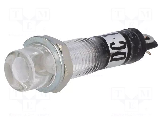 Indicator: with neon lamp; recessed; white; 12VAC; Cutout: Ø7.5mm NINIGI NI-2FWH-12V