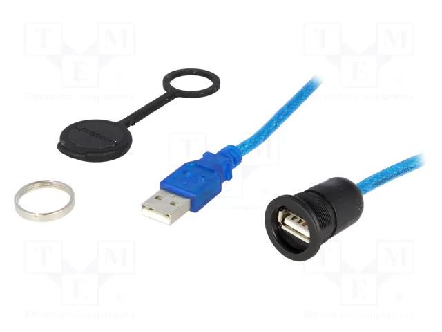 Cable; USB 2.0,with protective cap; USB A socket,USB A plug ENCITECH 1310-1002-01