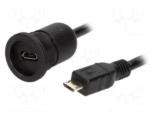Cable; USB 2.0; USB B micro socket,USB B micro plug; 0.5m; IP65 ENCITECH 1310-1013-01