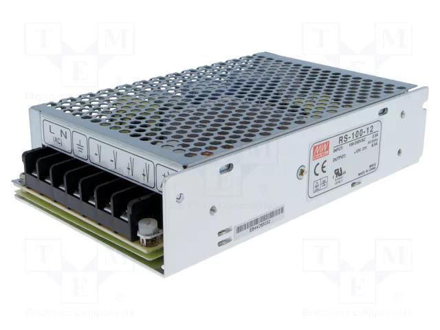 Power supply: switching; for building in,modular; 100W; 12VDC MEAN WELL RS-100-12