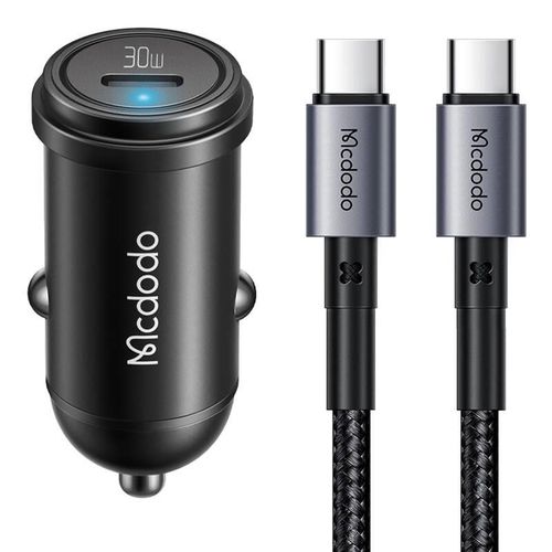 Car Charger McDodo CC-7493 65W With Mini White USB-C Cable With E-mark Chip 1m 100W (black), Mcdodo CC-7493