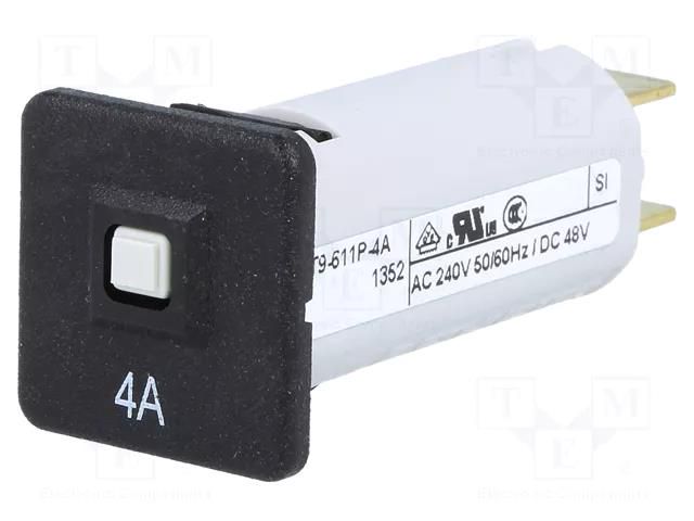 Circuit breaker; 240VAC; 48VDC; 4A; SPST; Poles: 1; T9-311-611; MCB SCHURTER T9-611P-4A