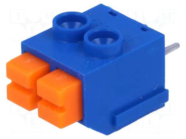 PCB terminal block; angled 90°; 5mm; ways: 2; on PCBs; 22AWG÷16AWG NINIGI TB-5.0-P-2P-SPR