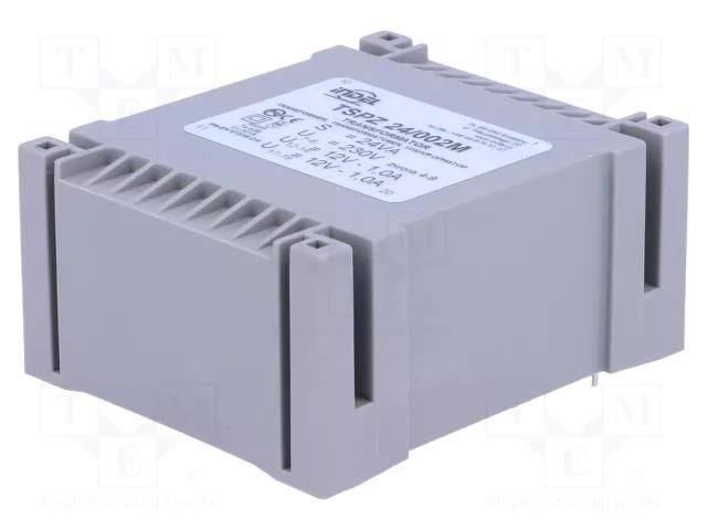 Transformer: encapsulated; 24VA; 230VAC; 12V; 12V; 1A; 1A; PCB; IP00 INDEL TSPZ24/2X12V