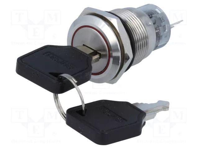 Switch: key switch; Stabl.pos: 2; Switch.method: ON-ON; Ø19mm; 90° ONPOW V19-KEY