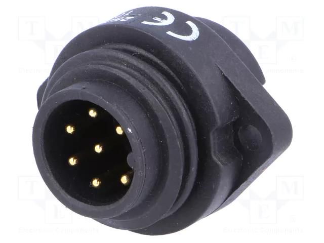 Connector: circular; socket; male; PIN: 7; IP67; WA22; 6+PE; 10A; 250V WEIPU WA22J7Z1
