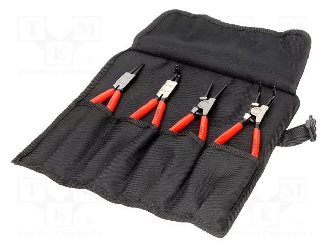 Kit: pliers; for circlip; Ring: internal,external; case; 4pcs. KNIPEX KNP.001956