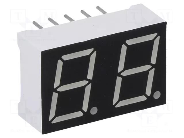 Display: LED; 7-segment; 10mm; 0.39"; No.char: 2; green; 5mcd OPTO Plus LED OPD-D3911G-BW