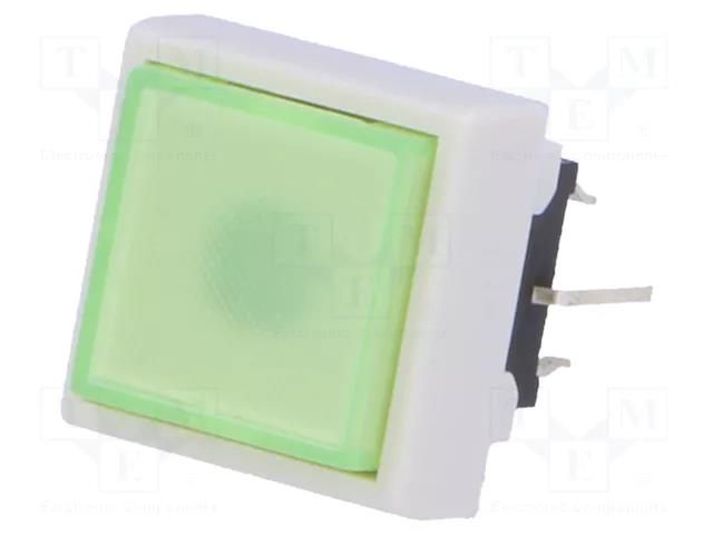 Switch: keypad; Pos: 2; DPDT; 0.1A/30VDC; green; LED; green; THT; 1.5N HIGHLY ELECTRIC PB6133FBL-3