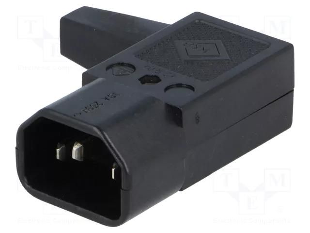 Connector: AC supply; plug; male; 10A; C14 (E); IEC 60320; right K+B PC-117