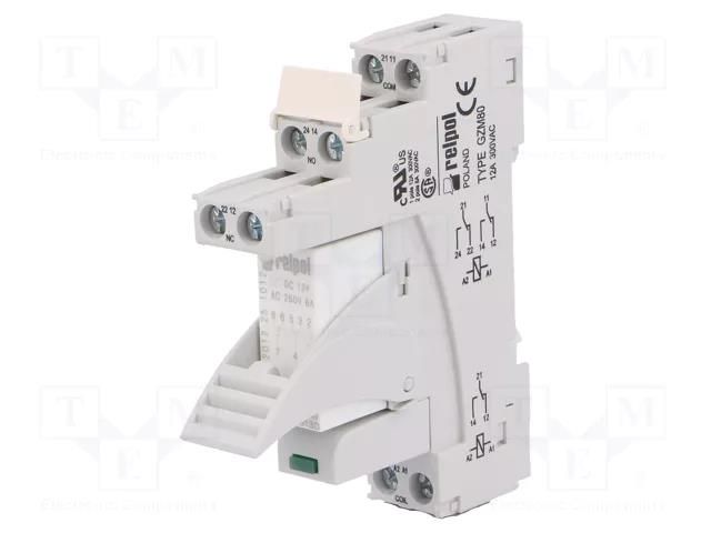 Relay: interface; DPDT; Ucoil: 12VDC; 8A; 8A/230VAC; 8A/24VDC; PI84 RELPOL PI84012DC00LD