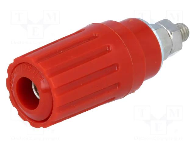 Connector: 4mm banana; socket; 25A; 30VAC; 60VDC; red; M4; insulated HIRSCHMANN T&M PKI100RT