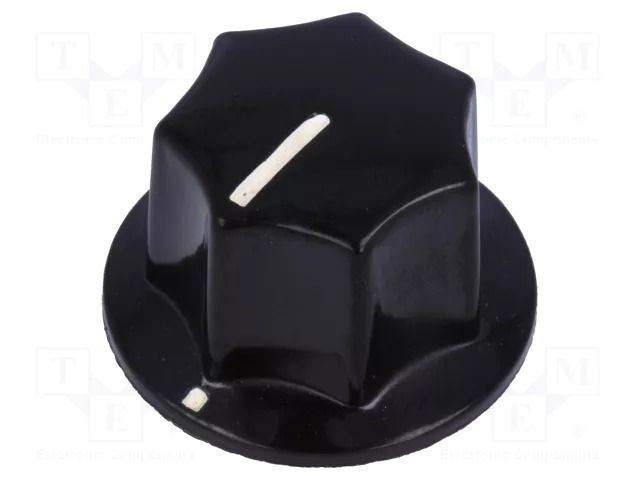 Knob; with pointer; bakelite; Øshaft: 6mm; Ø18.5x15mm; black SCI PN-9E-6.4