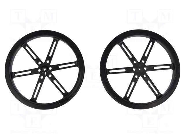 Wheel; black; Shaft: D spring; push-in; Ø: 90mm; Shaft dia: 3mm POLOLU POLOLU-1435
