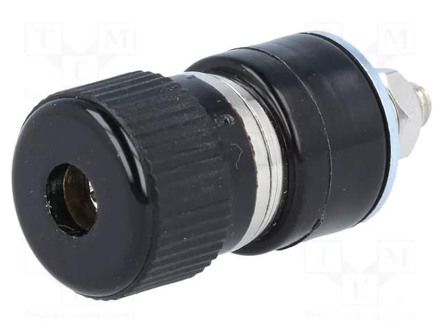 Connector: 4mm banana; socket; 30A; 60VDC; black; nickel plated SCI R1-26B-B