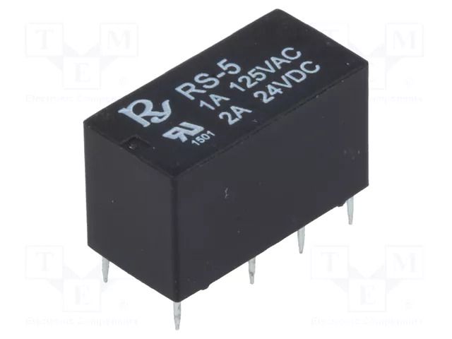 Relay: electromagnetic; DPDT; Ucoil: 5VDC; Icontacts max: 2A; RS Recoy/RAYEX ELECTRONICS RS-5
