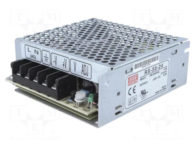 Power supply: switching; for building in,modular; 50W; 24VDC MEAN WELL RS-50-24