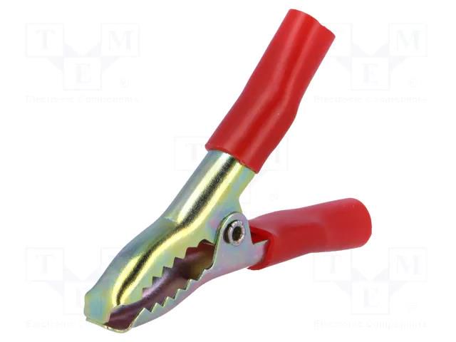 Crocodile clip; 15A; Grip capac: max.25mm; Overall len: 65mm; red AXIOMET ZAC-65-R