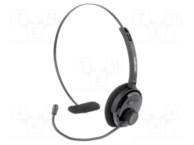 Wireless headphones with microphone; black; wireless; 10m; 85dB LOGILINK PC-BT0027