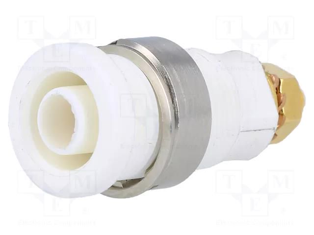 Connector: 4mm banana; socket; 32A; white; gold-plated; 32mm SCHÜTZINGER SEB6445AU-WS