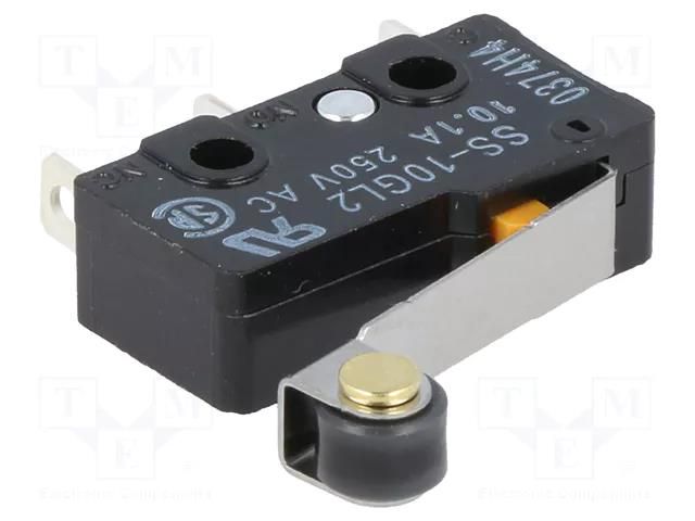 Microswitch SNAP ACTION; 10A/250VAC; with lever (with roller) OMRON Electronic Components SS-10GL2