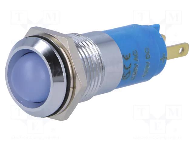 Indicator: LED; recessed; blue; 230VAC; Ø14.2mm; IP67; metal SIGNAL-CONSTRUCT SWBU14428