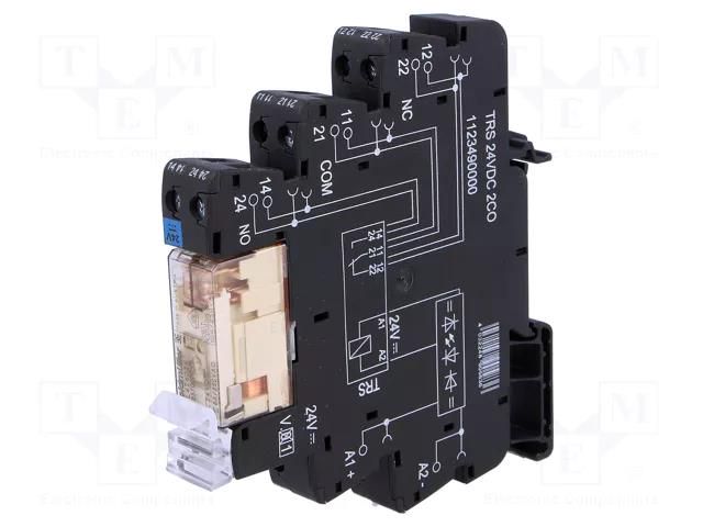 Relay: interface; DPDT; Ucoil: 24VDC; 8A; Uswitch: max.250VDC WEIDMÜLLER TRS-24VDC-2CO