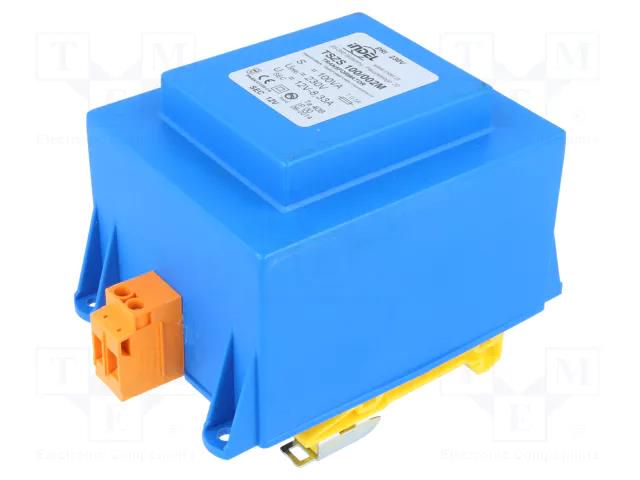 Transformer: encapsulated; 100VA; 230VAC; 12V; 8.33A; IP00; B1: 52mm INDEL TSZS100/12V