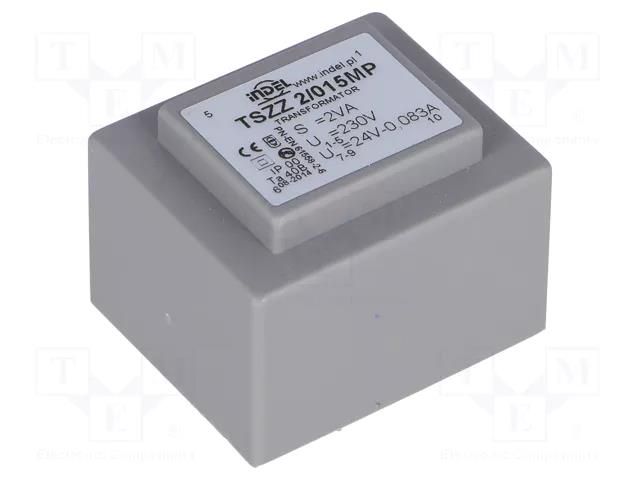 Transformer: encapsulated; 2VA; 230VAC; 24V; 80mA; PCB; IP00 INDEL TSZZ1.8/24V