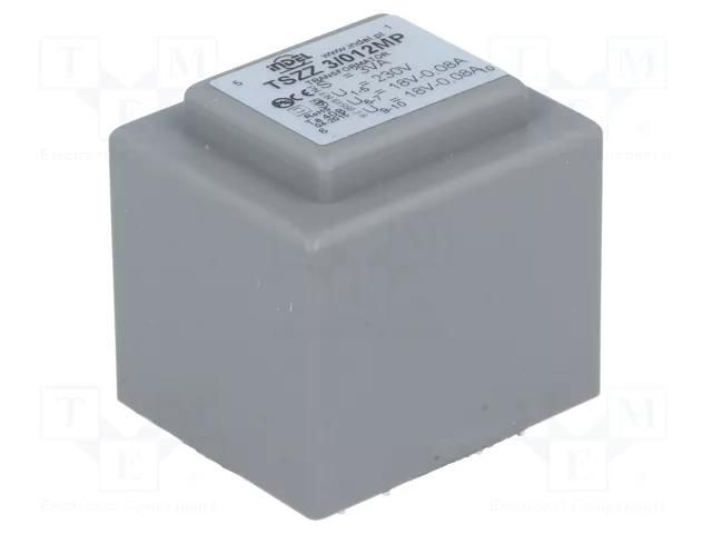 Transformer: encapsulated; 3VA; 230VAC; 18V; 18V; 80mA; 80mA; PCB INDEL TSZZ2.8/2X18V