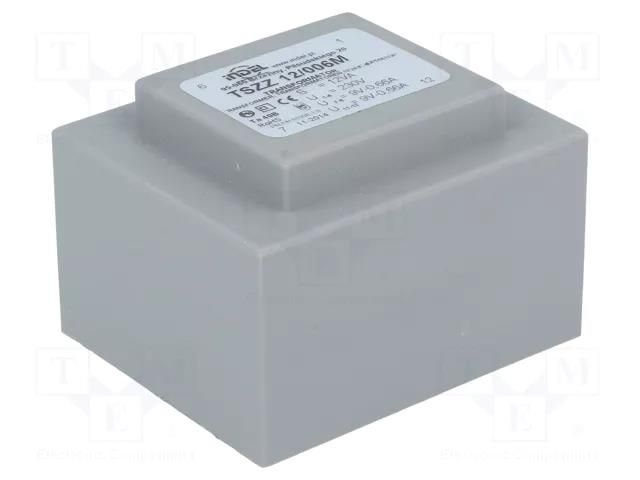 Transformer: encapsulated; 12VA; 230VAC; 9V; 9V; 660mA; 660mA; PCB INDEL TSZZ10/2X9V