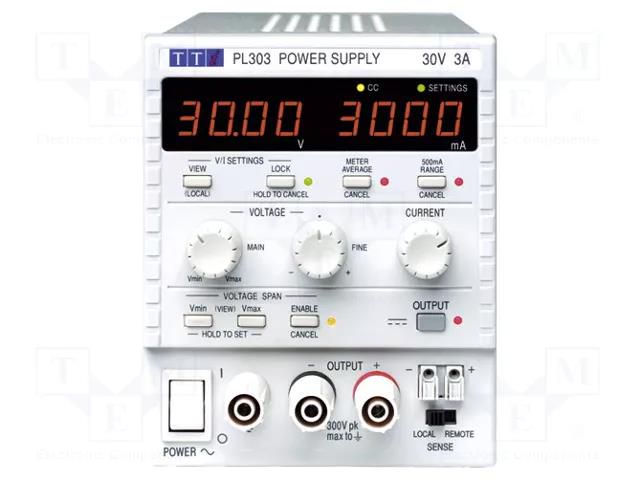 Power supply: laboratory; single-channel,linear; 0÷30VDC; 0÷3A AIM-TTI PL303