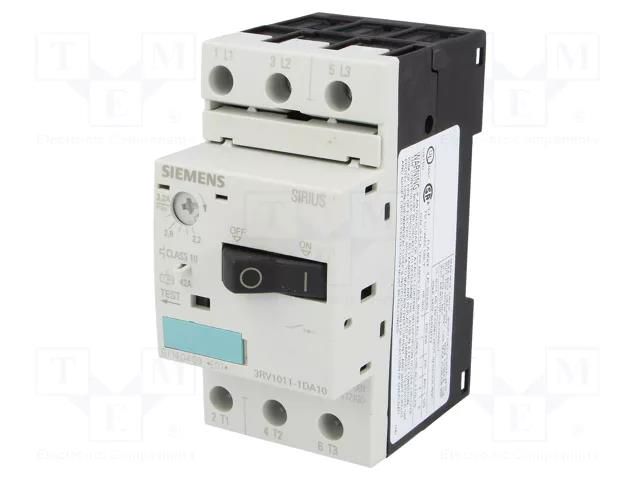Motor breaker; 1.1kW; 220÷690VAC; for DIN rail mounting SIEMENS 3RV1011-1DA10