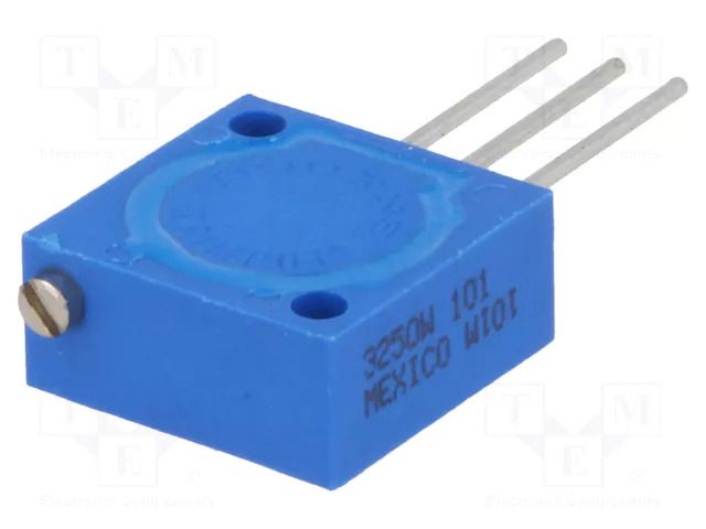 Potentiometer: mounting; vertical,multiturn; 100Ω; 1W; screw,THT BOURNS 3250W-1-101