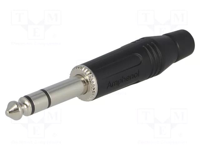 Connector: Jack 6,3mm; plug; male; stereo; ways: 3; straight; black AMPHENOL ACPS-GB