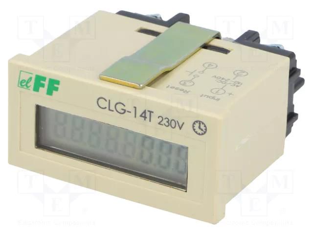 Counter: electronical; working time; LCD; Range: 0÷999999,59h F&F CLG-14T/230