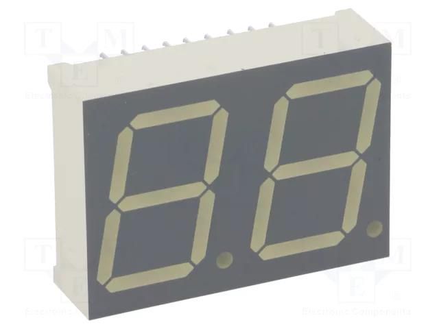 Display: LED; 7-segment; 20mm; 0.8"; No.char: 2; green; 3÷10.5mcd KINGBRIGHT ELECTRONIC DA08-11GWA