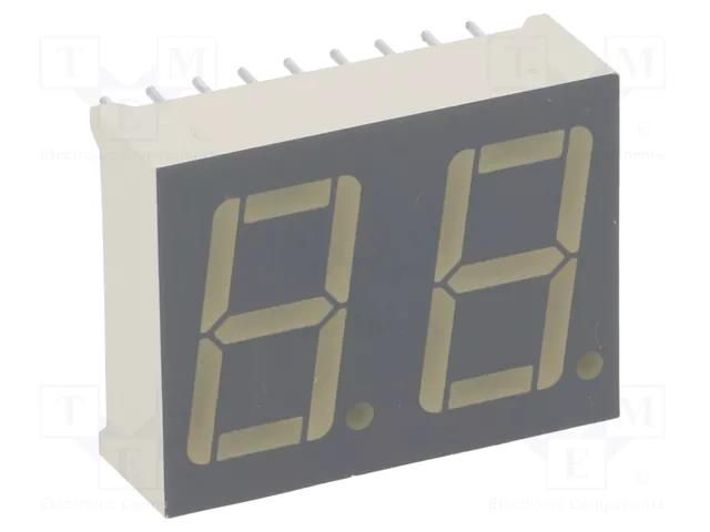 Display: LED; 7-segment; 14mm; 0.56"; No.char: 2; green; 2÷10.5mcd KINGBRIGHT ELECTRONIC DC56-11GWA