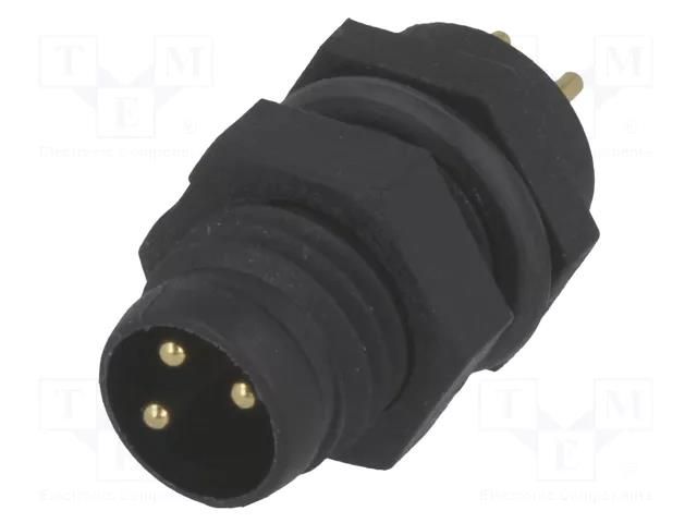 Connector: M8; male; PIN: 3; for panel mounting; socket; 3A; IP67 AMPHENOL LTW 8P-03PMMP-SF7001