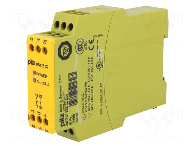 Module: safety relay; Usup: 230VAC; Contacts: NO x2; IN: 1; OUT: 2 PILZ 774056