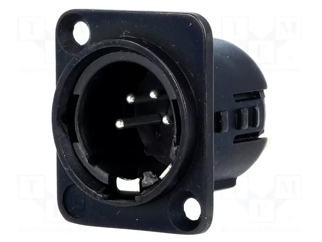 Connector: XLR; socket; male; 10A; 50V; PIN: 4; straight; soldering DELTRON 719-0400