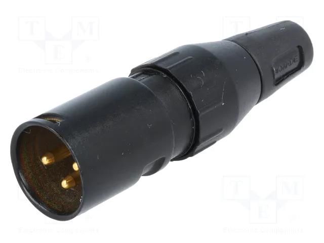 Connector: XLR; plug; male; 15A; 50V; PIN: 3; straight; for cable DELTRON 713-0300