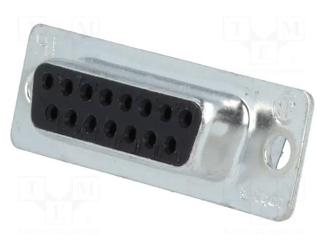 Connector: D-Sub; PIN: 15; plug; female; for cable; soldering; HD 20 TE Connectivity 5-747909-2
