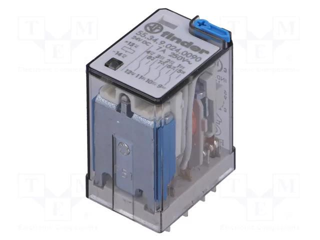 Relay: electromagnetic; 4PDT; Ucoil: 24VDC; Icontacts max: 15A FINDER 55.34.9.024.009