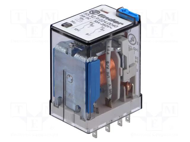 Relay: electromagnetic; DPDT; Ucoil: 24VDC; Icontacts max: 20A FINDER 55.32.9.024.004