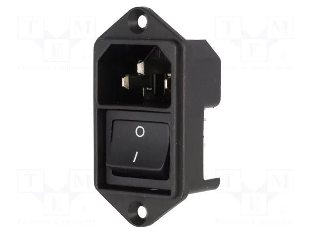 Connector: AC supply; socket; male; 10A; 250VAC; C14 (E); KEB2 SCHURTER 4302.2001