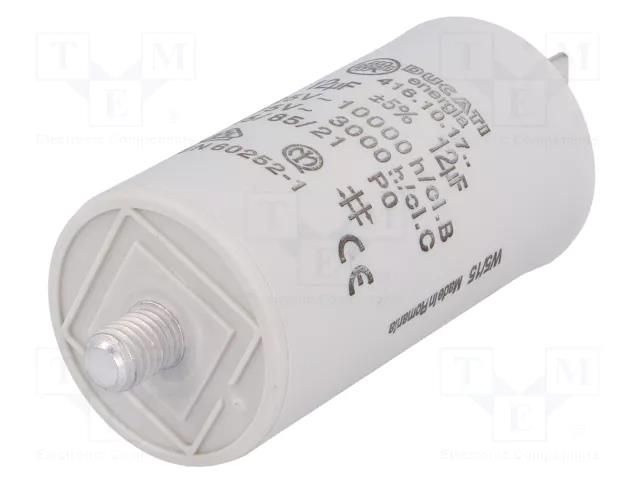 Capacitor: polypropylene; motors, run; 12uF; 425VAC; Ø36x70mm DUCATI ENERGIA 4.16.10.17.64